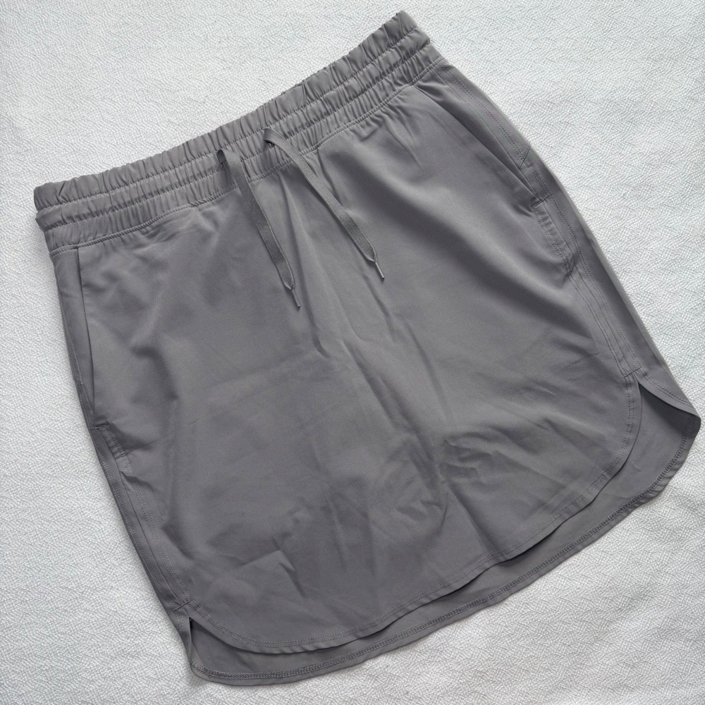 Women Gray Active Athletic Skort Pockets Drawstring Size M